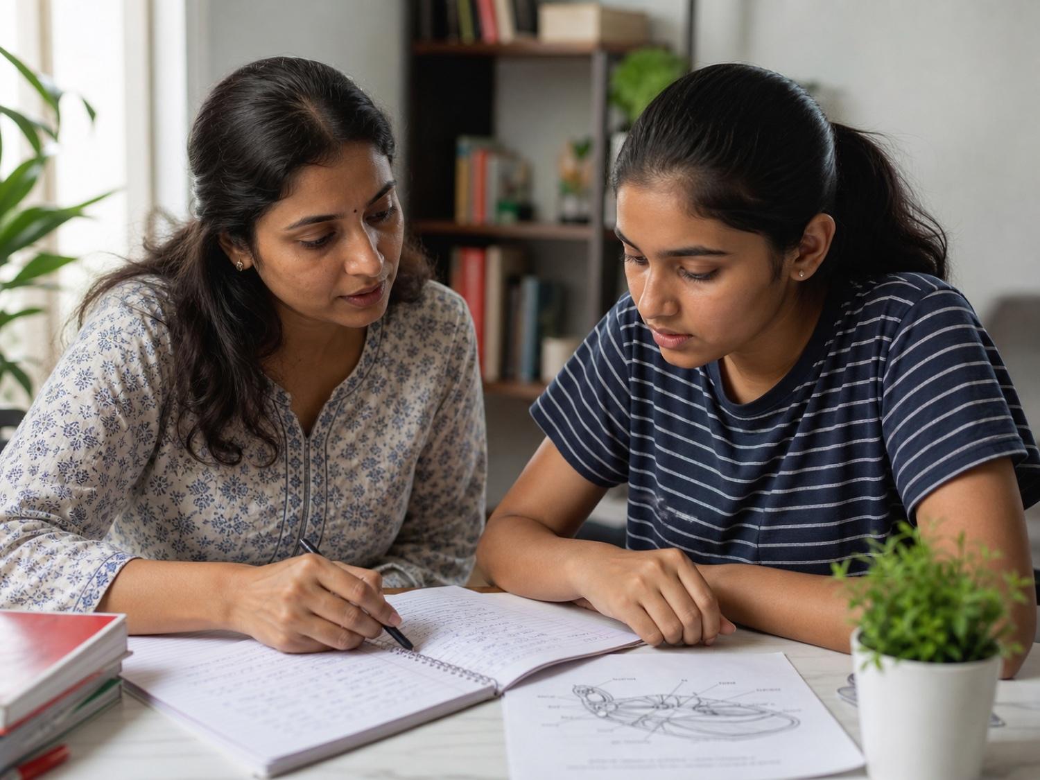One-to-one science tutoring at a home study table